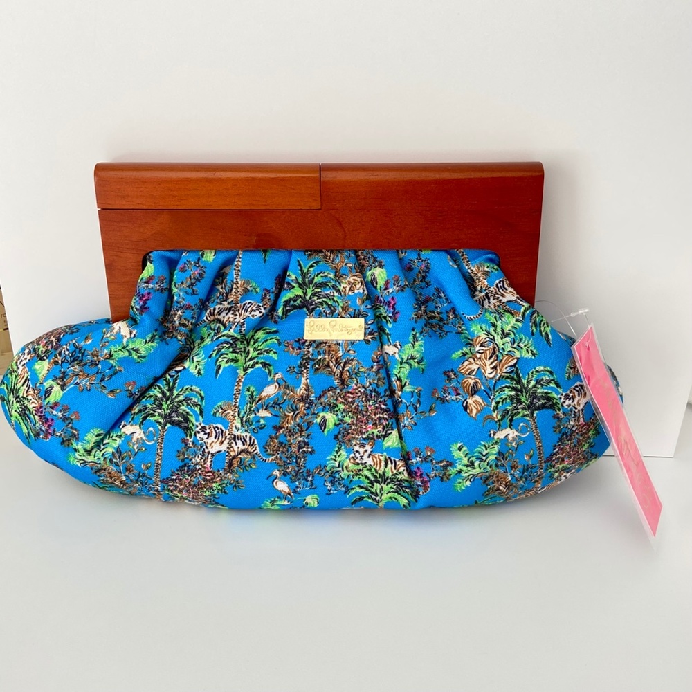 Lilly Pulitzer Blue Tropical Print Clutch